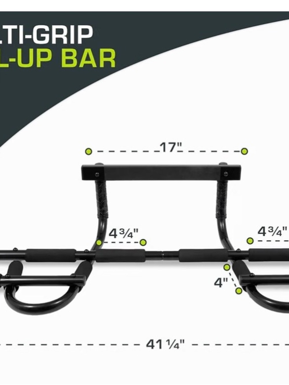 Adjustable Multi-Grip Doorway Pull-Up Bar - Black